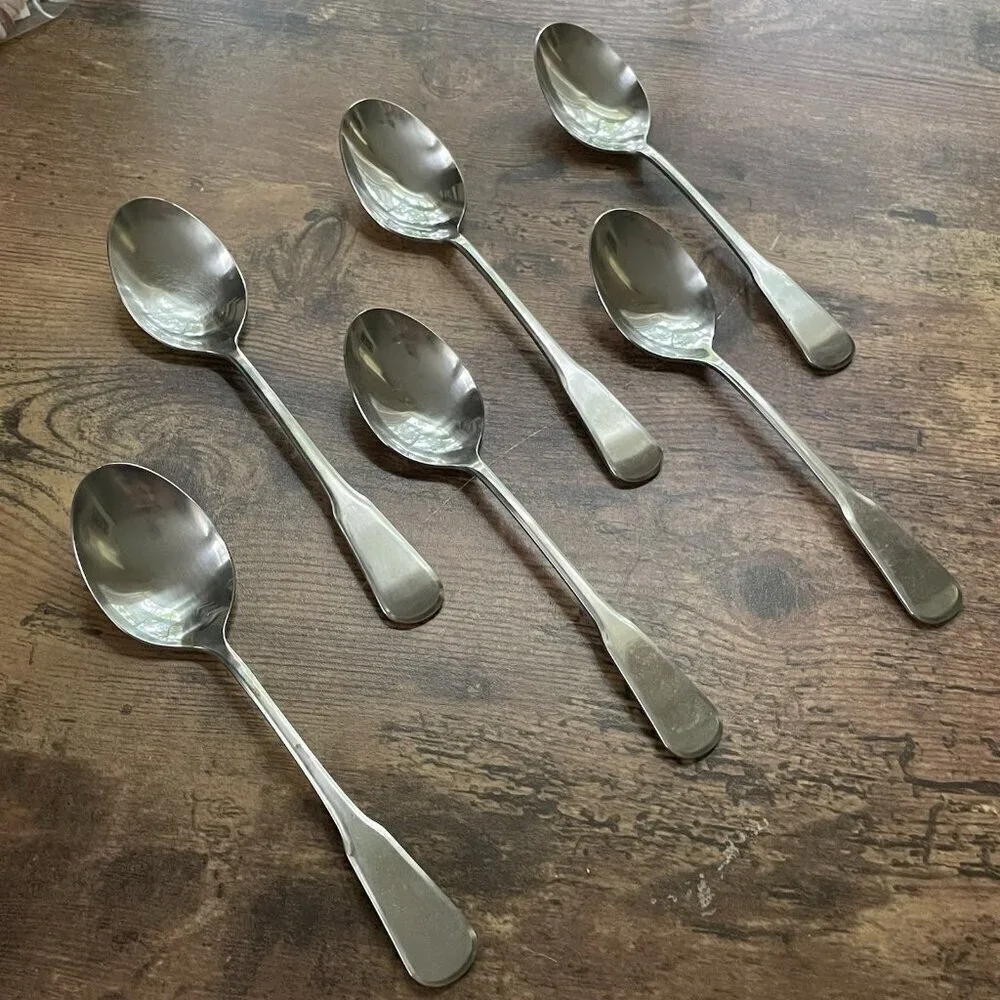 6 Oneida Deluxe Stainless Steel Independence Place Oval Soup Spoon 6 3/4